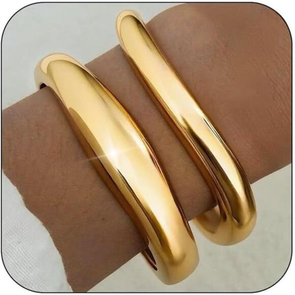 Twisted Waterdrop Gold Bangles | Elegant & Trendy Hinged Bracelets - Picture 3 of 5